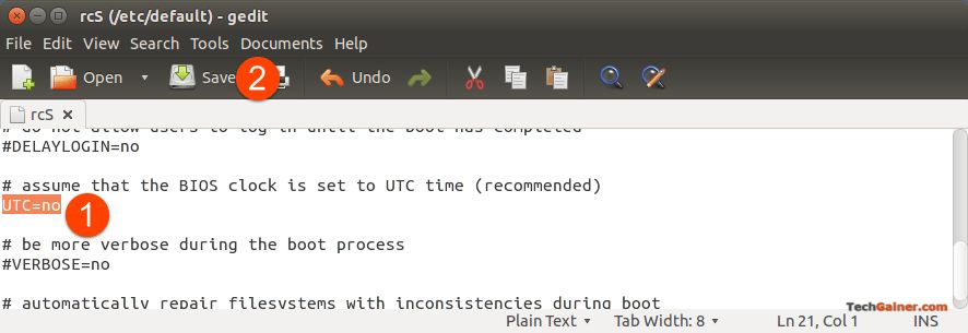 Réglez UTC = non Dans Linux